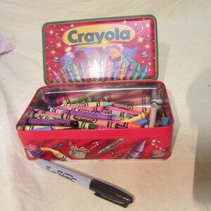 VTG 1997 CRAYOLA CRAYONS W/METAL TIN BOX